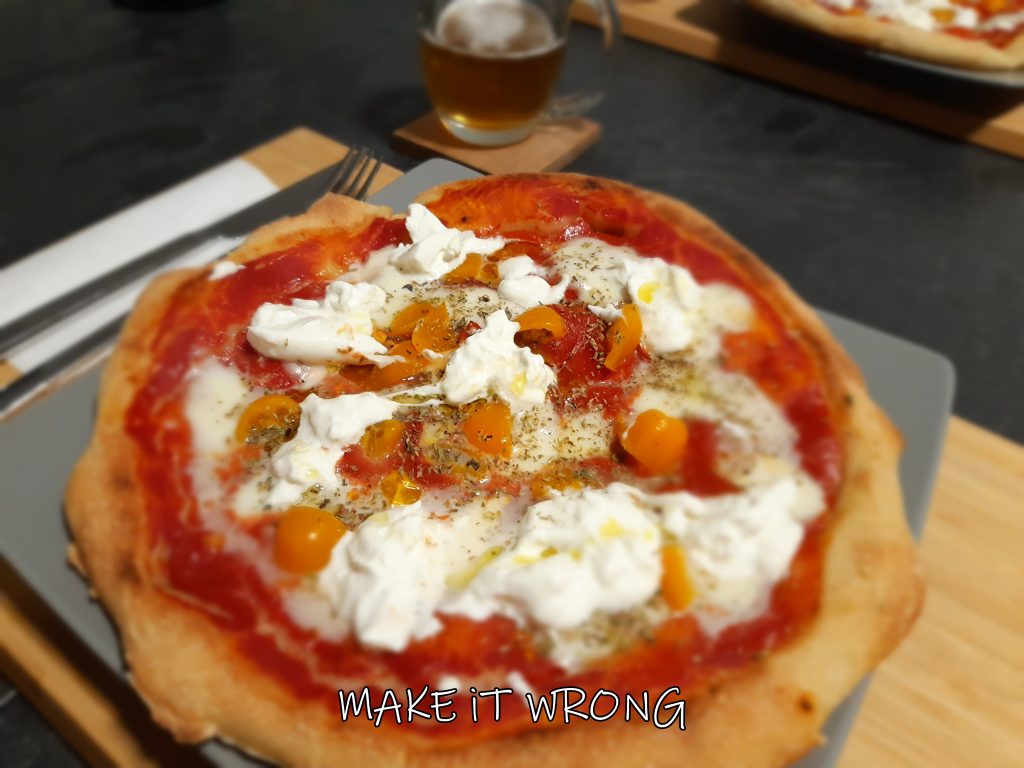 Pizza con impasto Bonci. Pizza con pomodorino giallo e rosso