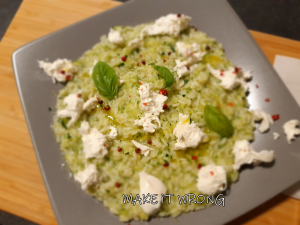 Risotto al pesto di basilico e burrata