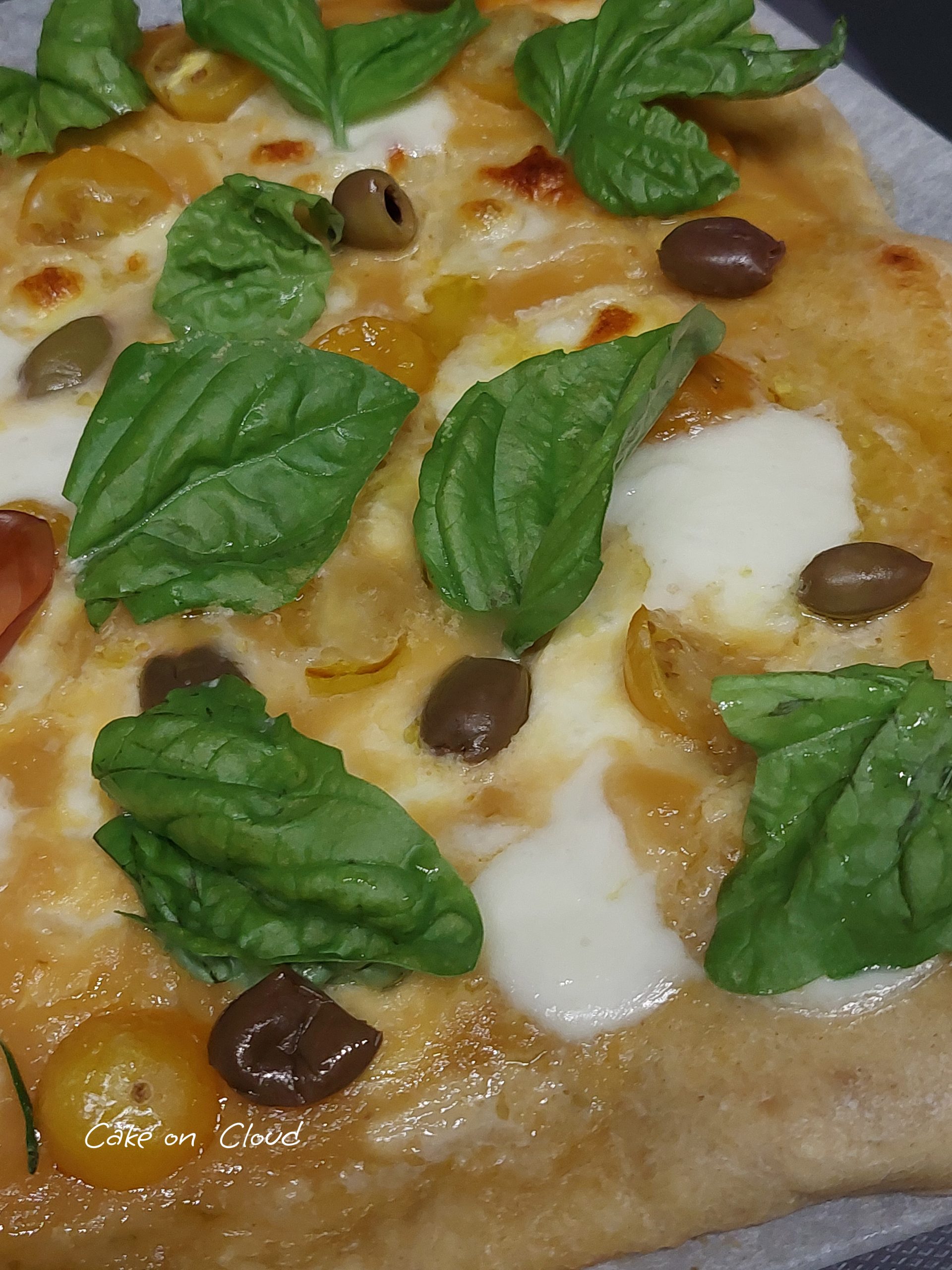 Pizza gialla e fiordilatte