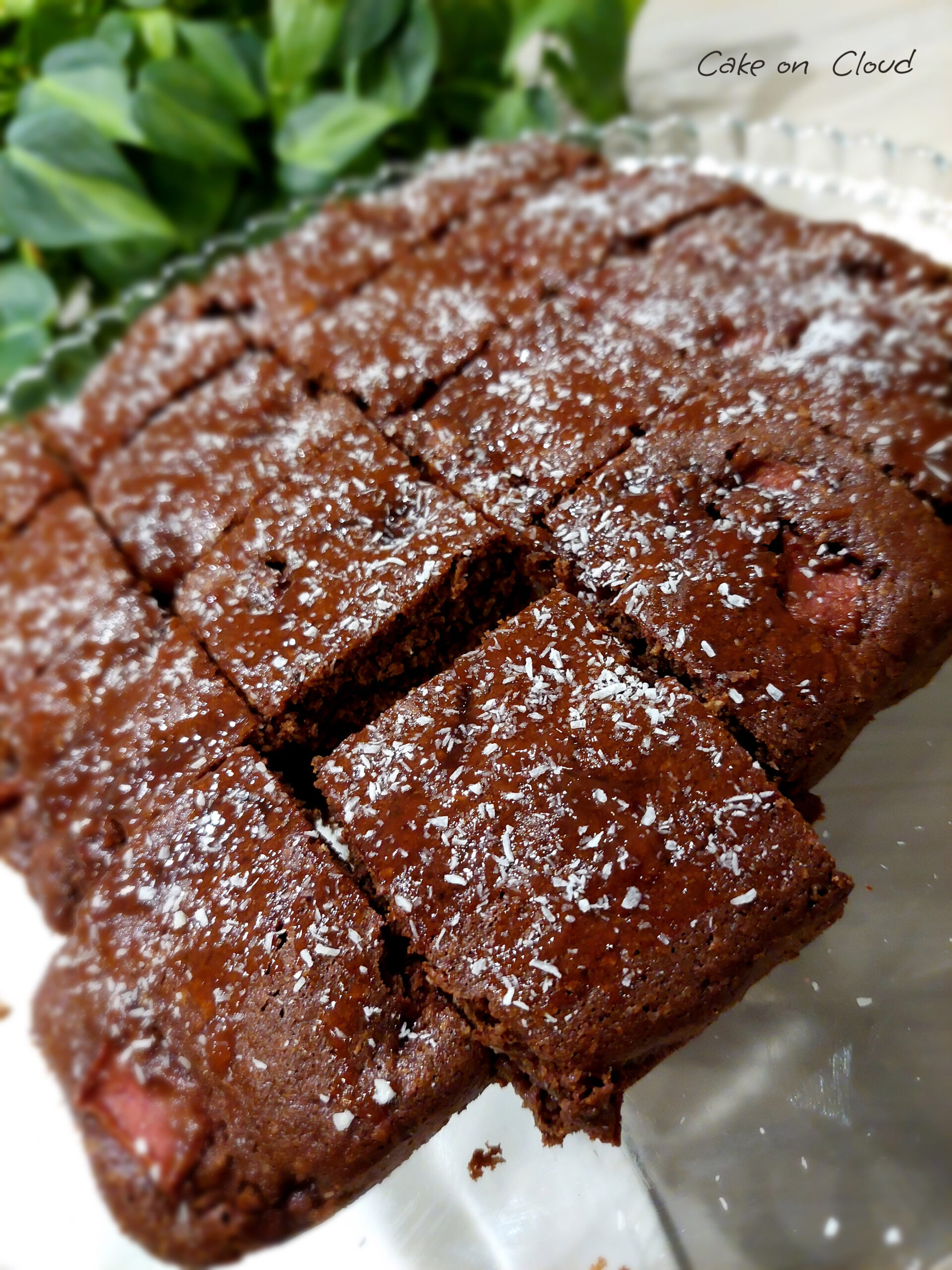 Quadrotti cioccolato cocco e mela polpa rossa