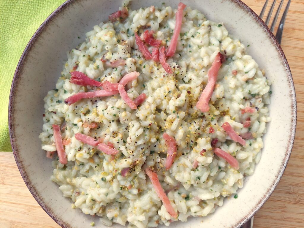 Risotto pistacchio e speck