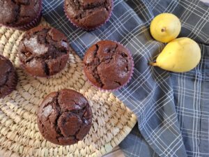 Muffin al cacao e pere